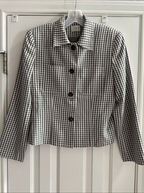 Y2K 2000s LOFT Gingham Blazer Jacket 6P Classic Preppy Chic Academia Capsule
